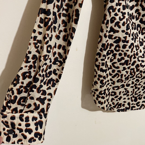 1901 Beige Shadow Leopard Print Long Sleeve Top Size XS - Picture 5 of 10